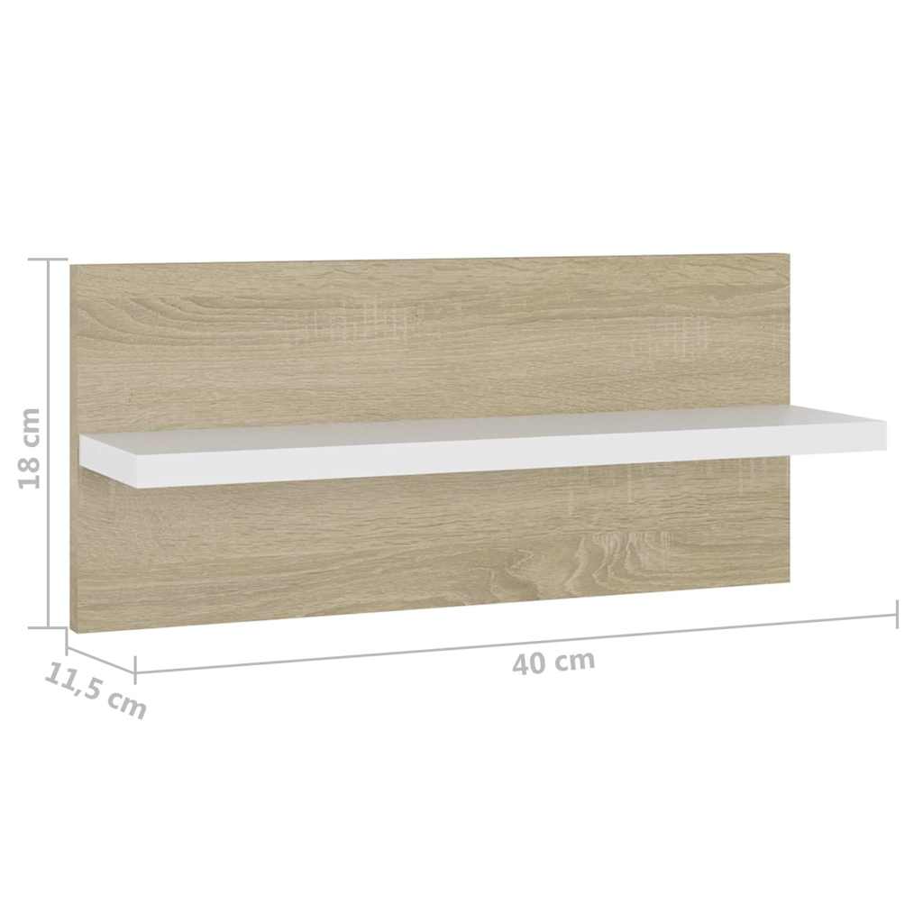 Wall Shelves 4 pcs White and Sonoma Oak 40x11.5x18cm