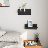 Wall Shelves 2 pcs High Gloss Black 40x11.5x18 cm - Side View
