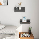 Wall Shelves 2 pcs High Gloss Grey 40x11.5x18 cm - Side View