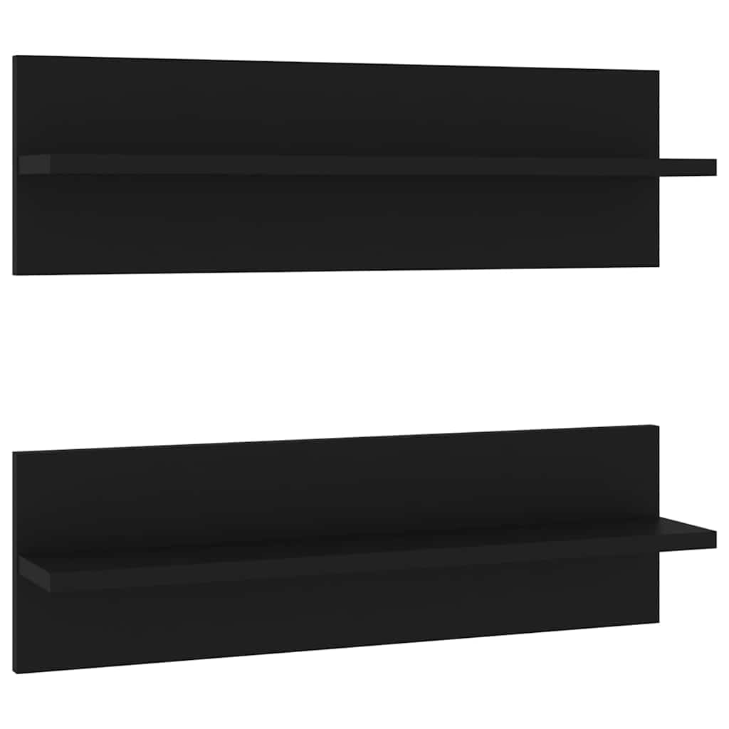 Wall Shelves 2 pcs Black 60x11.5x18 cm Engineered Wood
