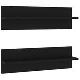Wall Shelves 2 pcs Black 60x11.5x18 cm Engineered Wood - Front View