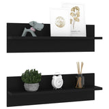 Wall Shelves 2 pcs Black 60x11.5x18 cm Engineered Wood