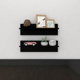Wall Shelves 2 pcs Black 60x11.5x18 cm Engineered Wood - Top-Down View