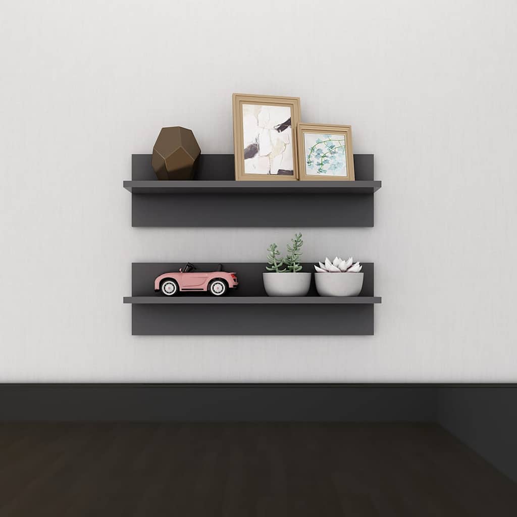 Wall Shelves 2 pcs Grey 60x11.5x18 cm Engineered Wood