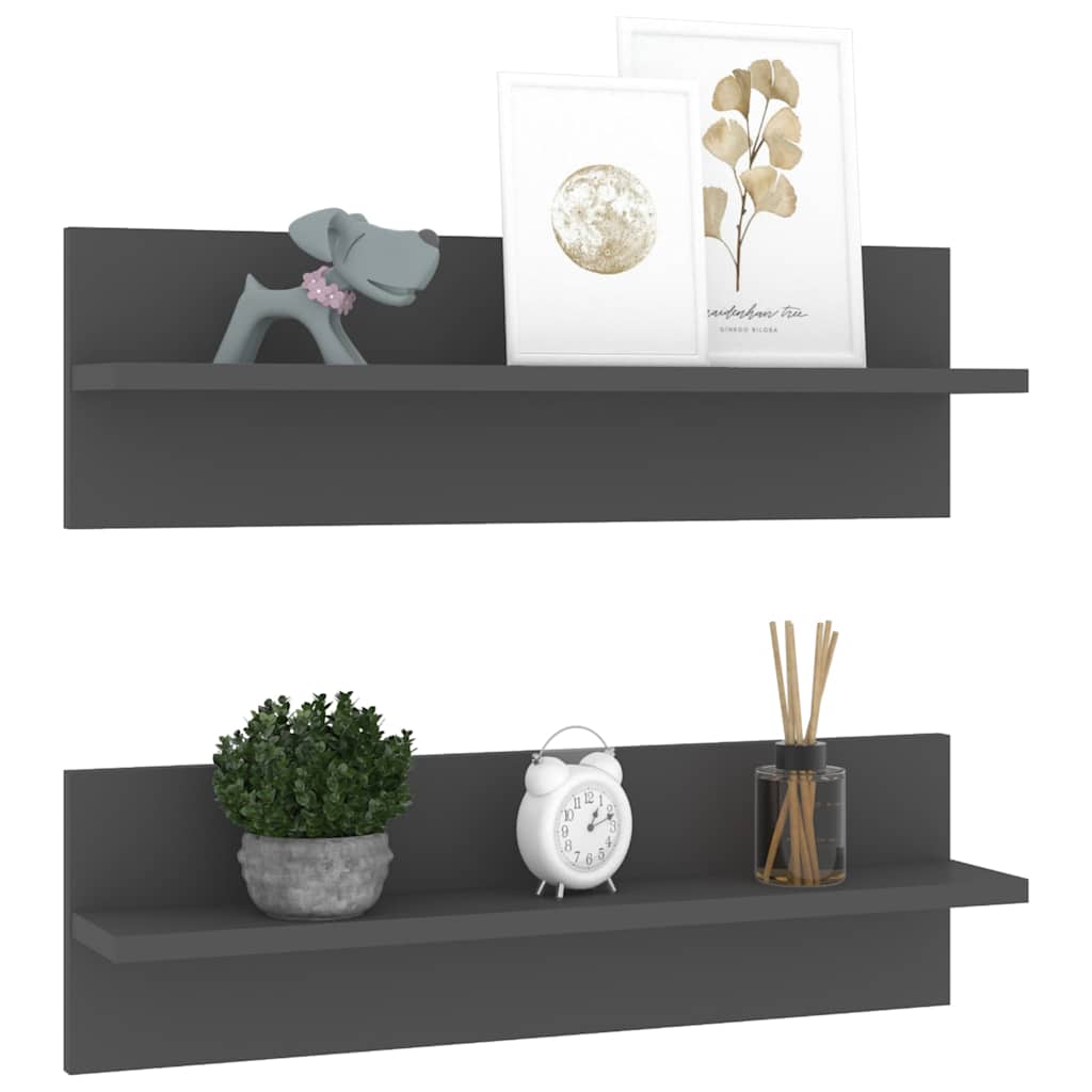 Wall Shelves 2 pcs Grey 60x11.5x18 cm Engineered Wood