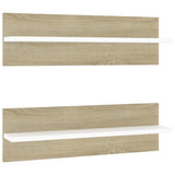 Wall Shelves 2 pcs White and Sonoma Oak 60x11.5x18 cm Engineered Wood - Front View
