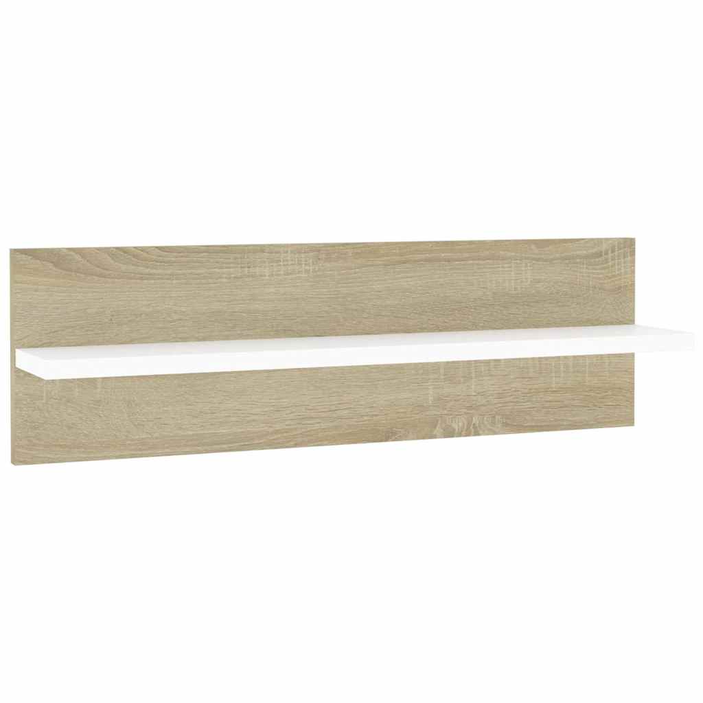 Wall Shelves 2 pcs White and Sonoma Oak 60x11.5x18 cm Engineered Wood