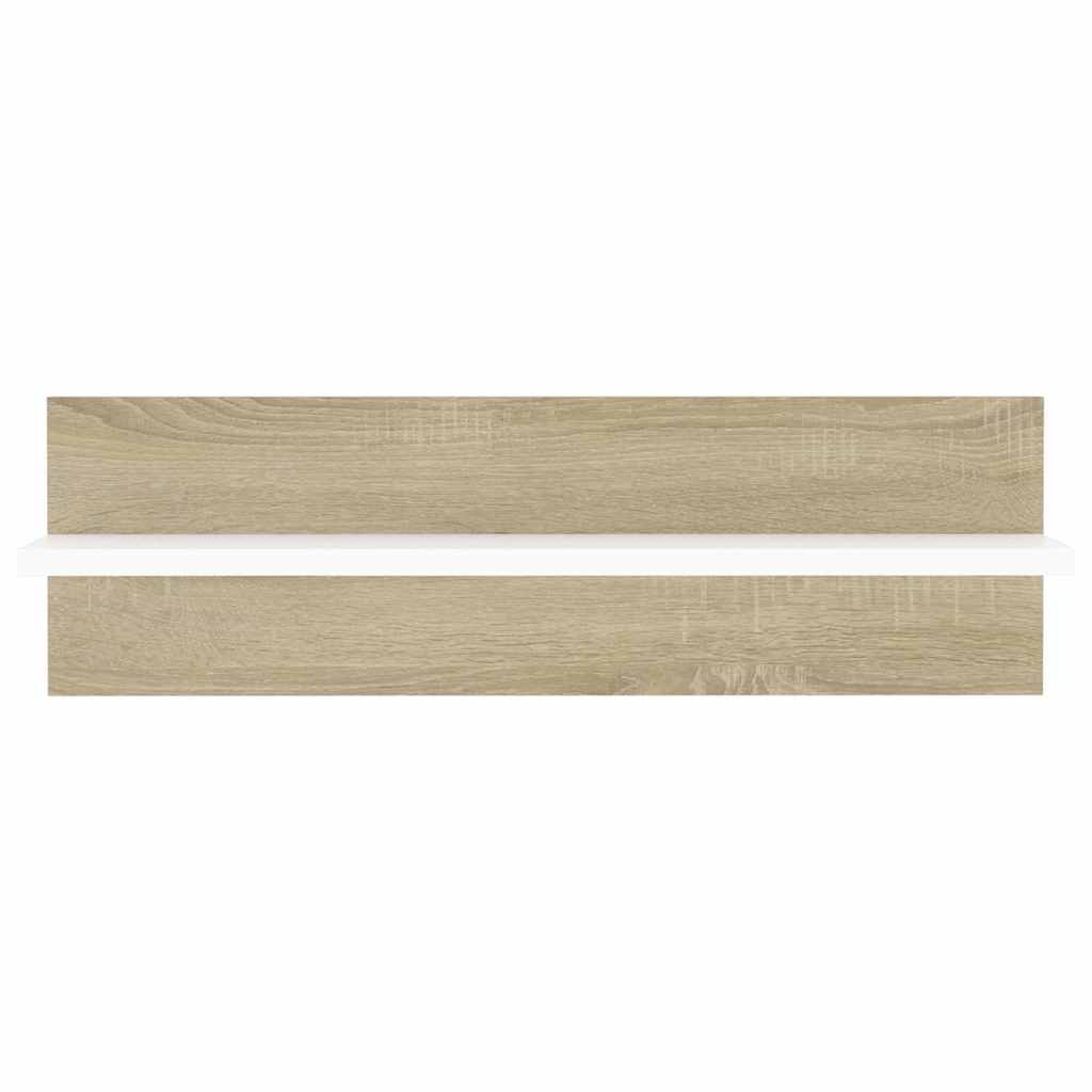 Wall Shelves 2 pcs White and Sonoma Oak 60x11.5x18 cm Engineered Wood