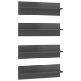 Wall Shelves 4 pcs High Gloss Grey 60x11.5x18 cm Engineered Wood