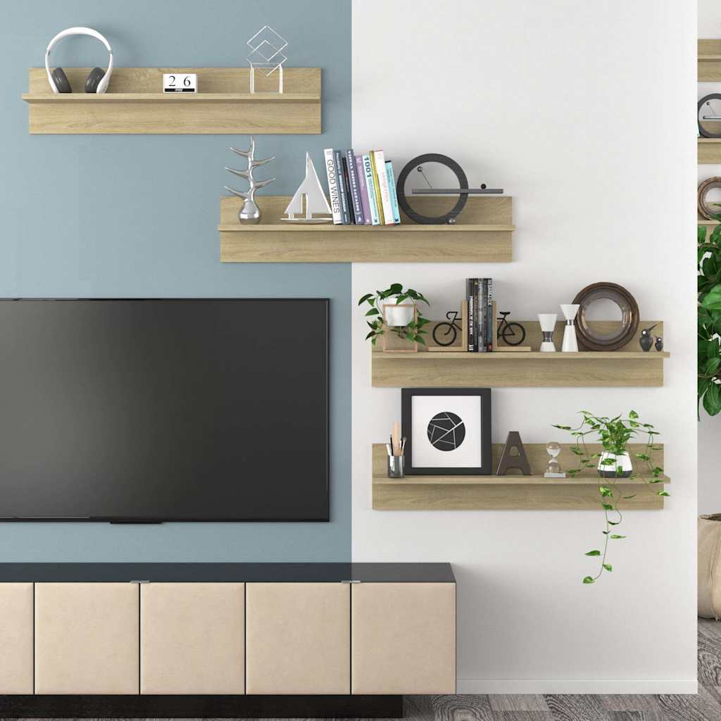 Wall Shelves 4 pcs Sonoma Oak 80x11.5x18 cm Engineered Wood