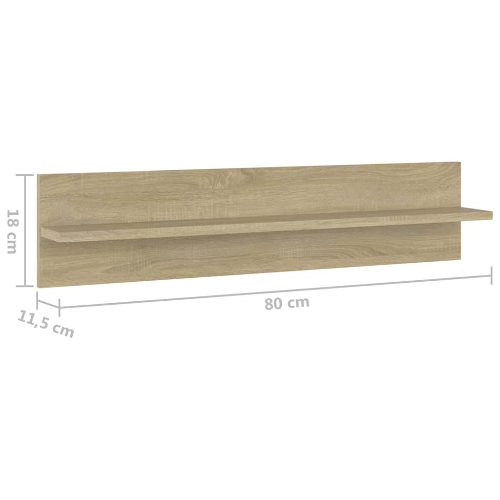 Wall Shelves 4 pcs Sonoma Oak 80x11.5x18 cm Engineered Wood
