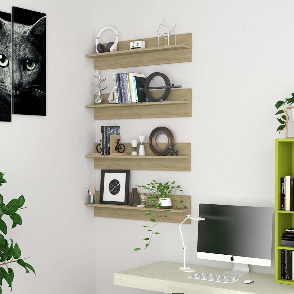 Wall Shelves 4 pcs Sonoma Oak 80x11.5x18 cm Engineered Wood