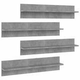 Wall Shelves 4 pcs Concrete Grey 80x11.5x18 cm Engineered Wood