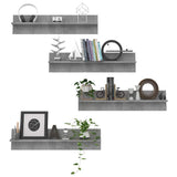 Wall Shelves 4 pcs Concrete Grey 80x11.5x18 cm Engineered Wood - Close-Up Angle
