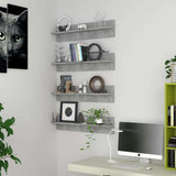 Wall Shelves 4 pcs Concrete Grey 80x11.5x18 cm Engineered Wood