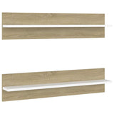 Wall Shelves 2 pcs White and Sonoma Oak 80x11.5x18 cm Engineered Wood
