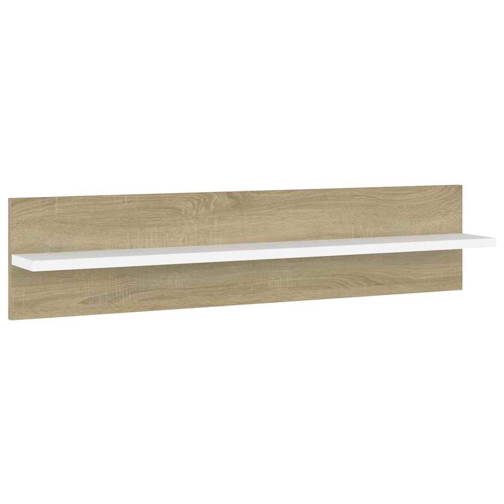 Wall Shelves 2 pcs White and Sonoma Oak 80x11.5x18 cm Engineered Wood