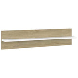 Wall Shelves 2 pcs White and Sonoma Oak 80x11.5x18 cm Engineered Wood - Side View