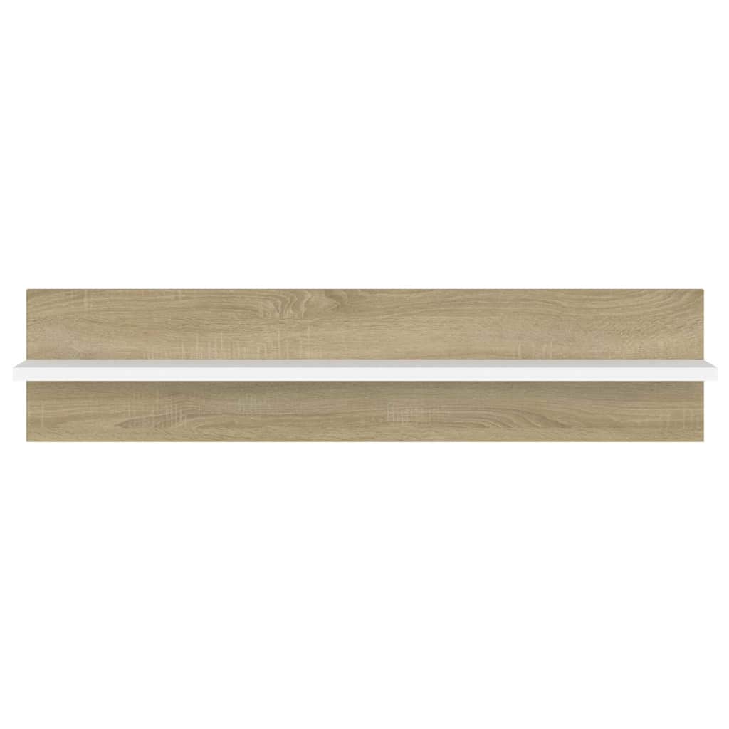Wall Shelves 2 pcs White and Sonoma Oak 80x11.5x18 cm Engineered Wood