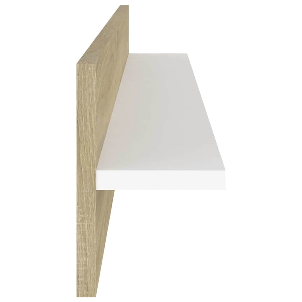 Wall Shelves 2 pcs White and Sonoma Oak 80x11.5x18 cm Engineered Wood