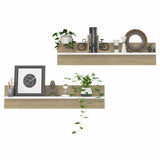 Wall Shelves 2 pcs White and Sonoma Oak 80x11.5x18 cm Engineered Wood