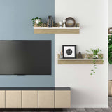 Wall Shelves 2 pcs White and Sonoma Oak 80x11.5x18 cm Engineered Wood - Low Angle