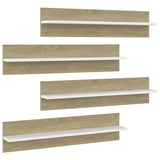 Wall Shelves 4 pcs White and Sonoma Oak 80x11.5x18 cm Engineered Wood - Front View