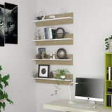 Wall Shelves 4 pcs White and Sonoma Oak 80x11.5x18 cm Engineered Wood