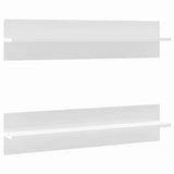 Wall Shelves 2 pcs High Gloss White 80x11.5x18 cm Engineered Wood - Front View