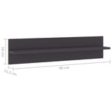 Wall Shelves 2 pcs High Gloss Grey 80x11.5x18 cm Engineered Wood