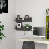 Wall Shelves 2 pcs High Gloss Grey 80x11.5x18 cm Engineered Wood
