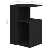 Side Table Black 36x30x56 cm Engineered Wood - Rear View