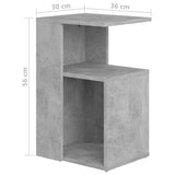 Side Table Concrete Grey 36x30x56 cm Engineered Wood - Rear View