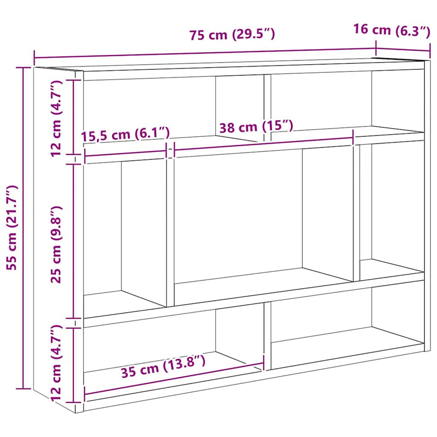 Wall Shelf White 75x16x55 cm Engineered Wood