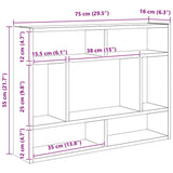 Wall Shelf Black 75x16x55 cm Engineered Wood - Rear View