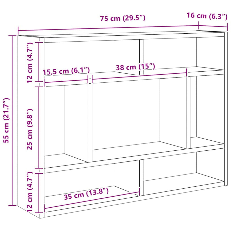 Wall Shelf Concrete Grey 75x16x55 cm Engineered Wood