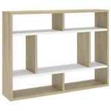 Wall Shelf White and Sonoma Oak 75x16x55 cm Engineered Wood