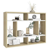 Wall Shelf White and Sonoma Oak 75x16x55 cm Engineered Wood - Front View
