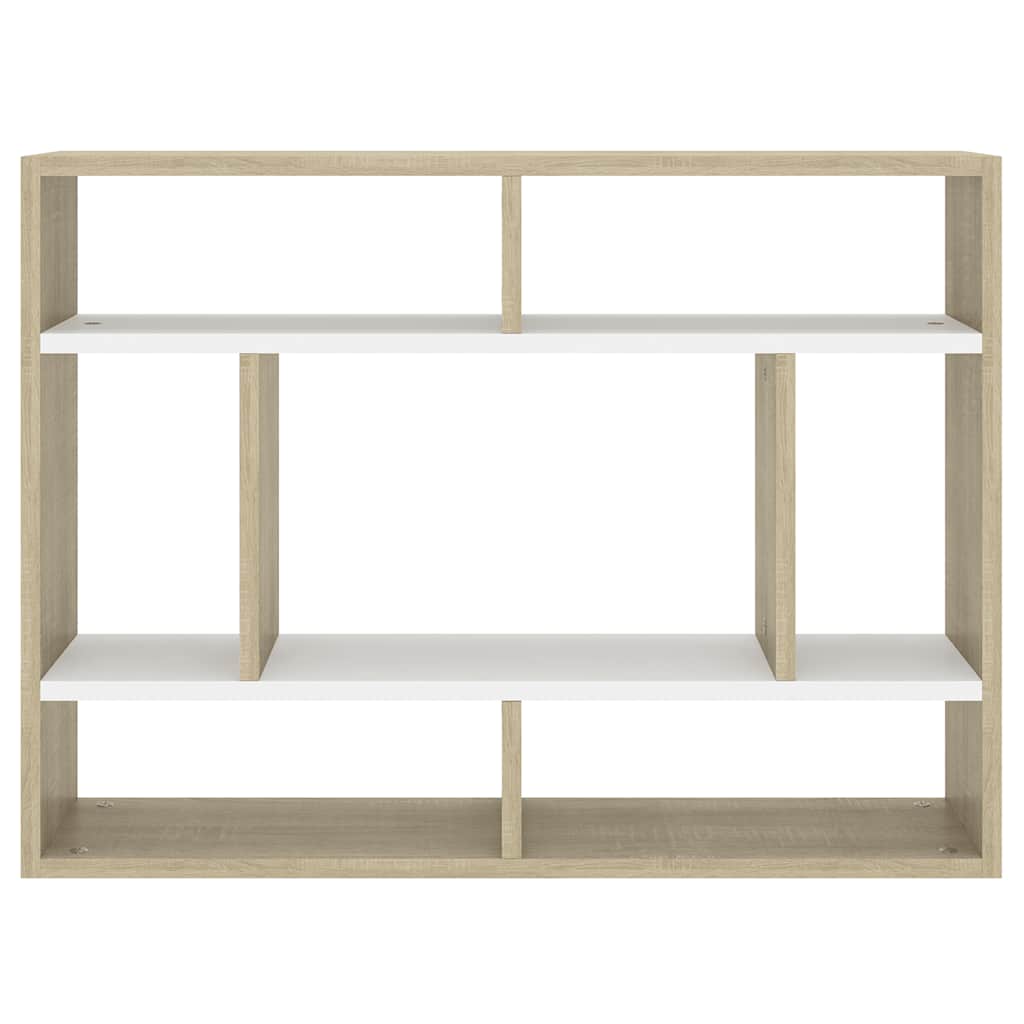 Wall Shelf White and Sonoma Oak 75x16x55 cm Engineered Wood