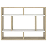 Wall Shelf White and Sonoma Oak 75x16x55 cm Engineered Wood - Side View