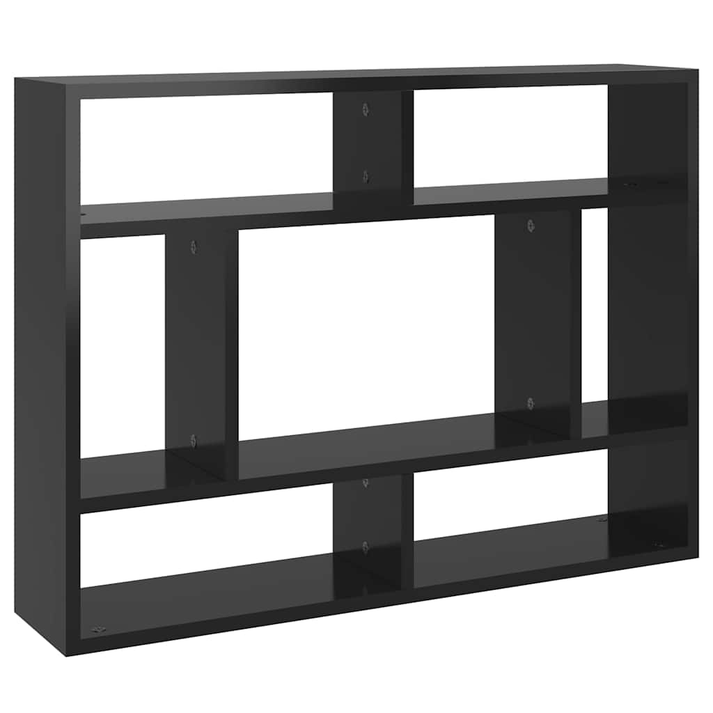 Wall Shelf High Gloss Black 75x16x55 cm Engineered Wood
