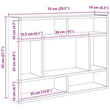 Wall Shelf High Gloss Black 75x16x55 cm Engineered Wood - Rear View