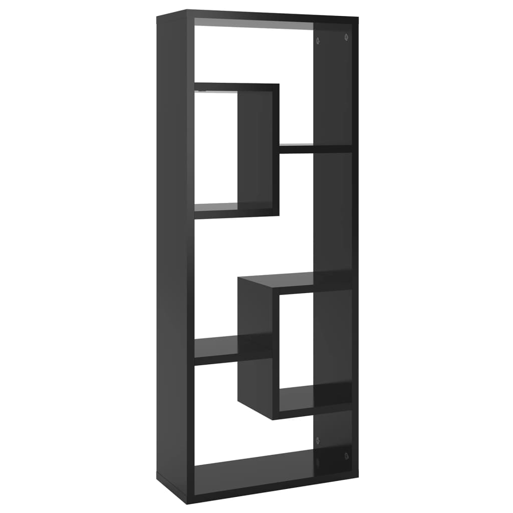Wall Shelf High Gloss Black 36x16x90 cm Engineered Wood
