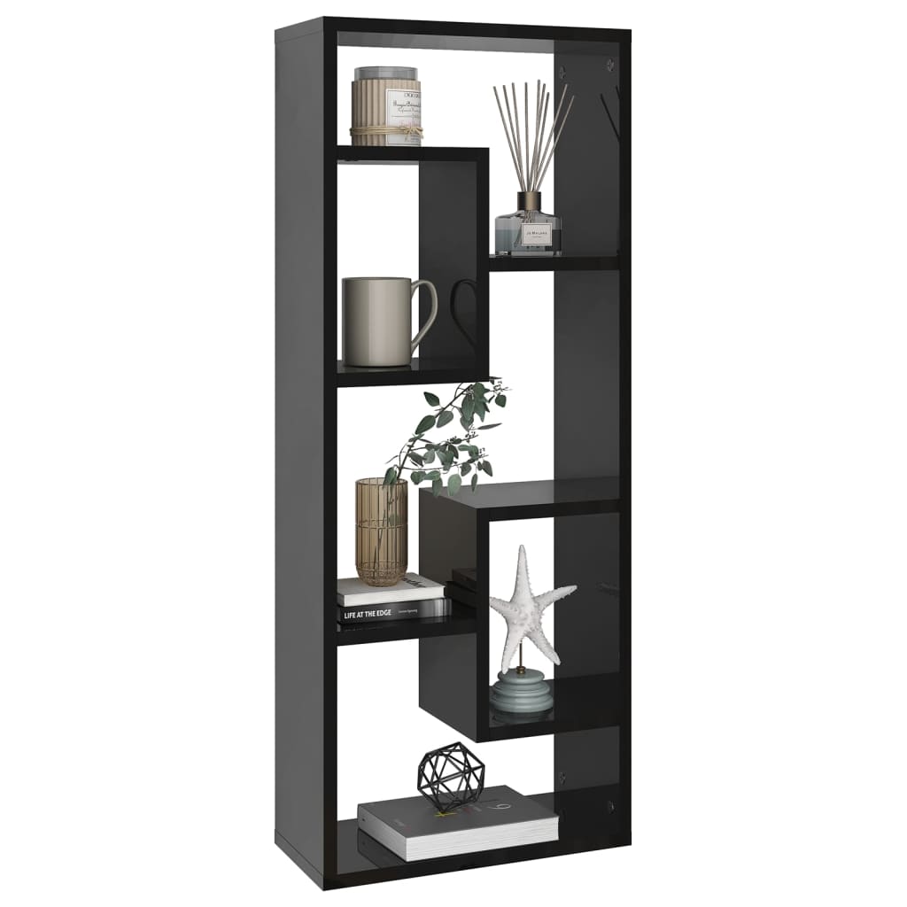 Wall Shelf High Gloss Black 36x16x90 cm Engineered Wood