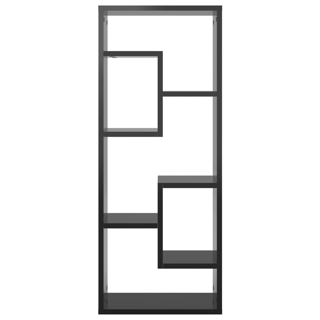 Wall Shelf High Gloss Black 36x16x90 cm Engineered Wood