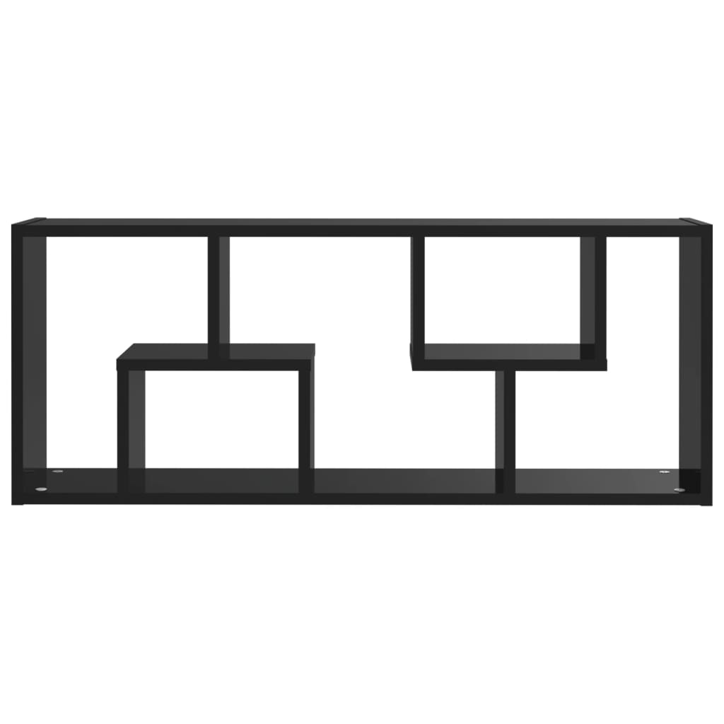 Wall Shelf High Gloss Black 36x16x90 cm Engineered Wood