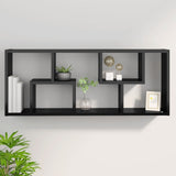 Wall Shelf High Gloss Black 36x16x90 cm Engineered Wood - Low Angle