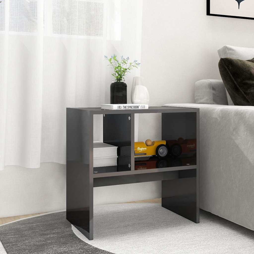 Side Table High Gloss Grey 50x30x50 cm Engineered Wood