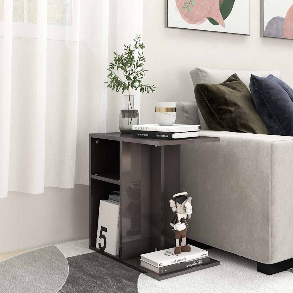 Side Table High Gloss Grey 50x30x50 cm Engineered Wood
