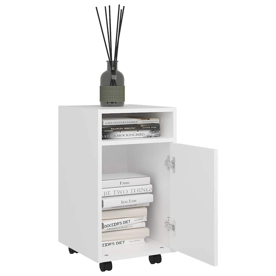 Side Cabinet with Wheels White 33x38x60 cm Engineered Wood